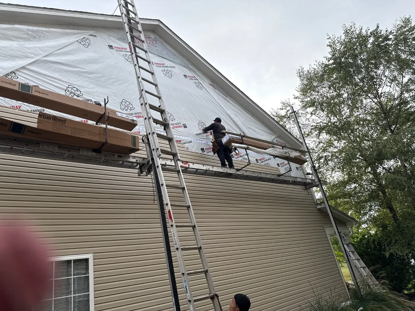 Fiber cement siding installed on a Eagle Trace home